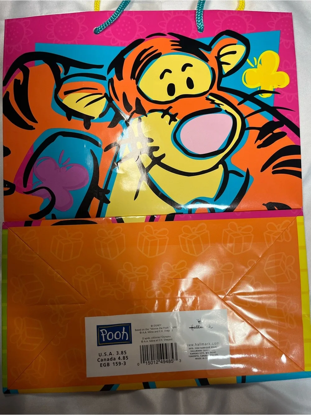 Vintage Winnie the Pooh & Tigger Gift Bags Lot of 2 Disney Medium/Large Y2K Rare
